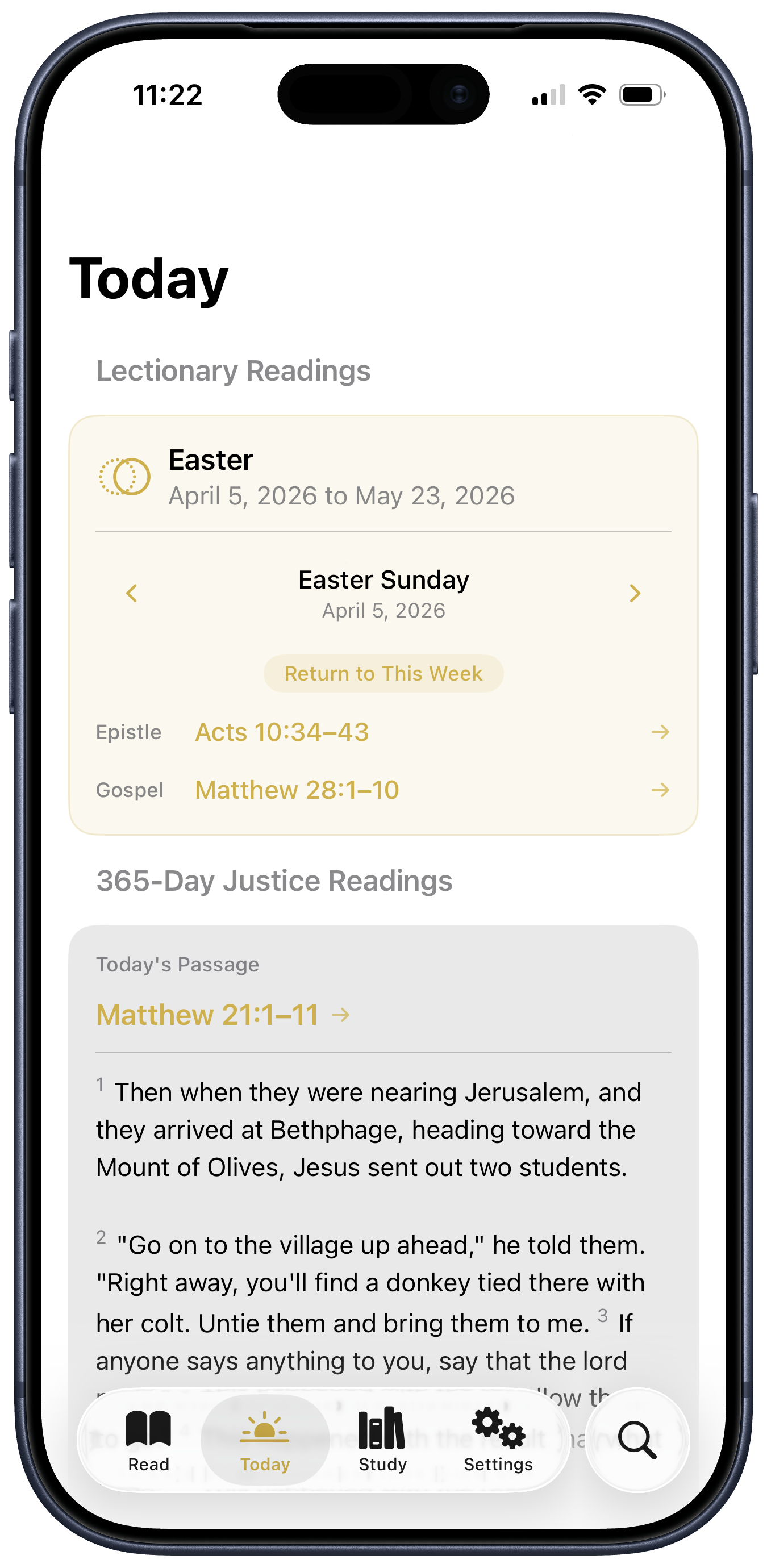 iOS light mode: Read with the church all year.
